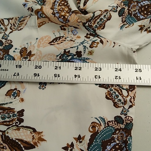 Chico's Lace-up, Long sleeve, Paisley Bohemian Western Shirt Blouse - Picture 4 of 9